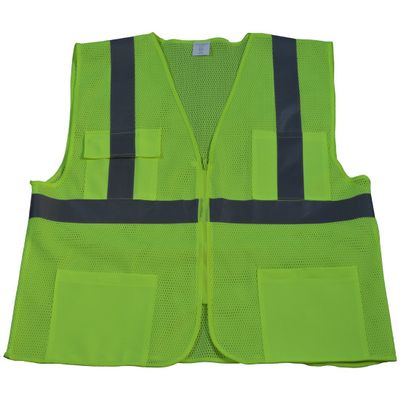 212 Main LVM24-L-XL Safety Vest Ansi Class 2 All Mesh 4-Pocket - Lime - Large & Extra Large