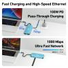 BENFEI 11-in-1 USB C Hub Triple Display Docking Station Dual HDMI, VGA, 3*USB 3.0, 1Gbps Ethernet, 100W Power Delivery, SD/TF Card Reader, 3.5mm AUX Audio Compatible with MacBook XPS Surface view 3