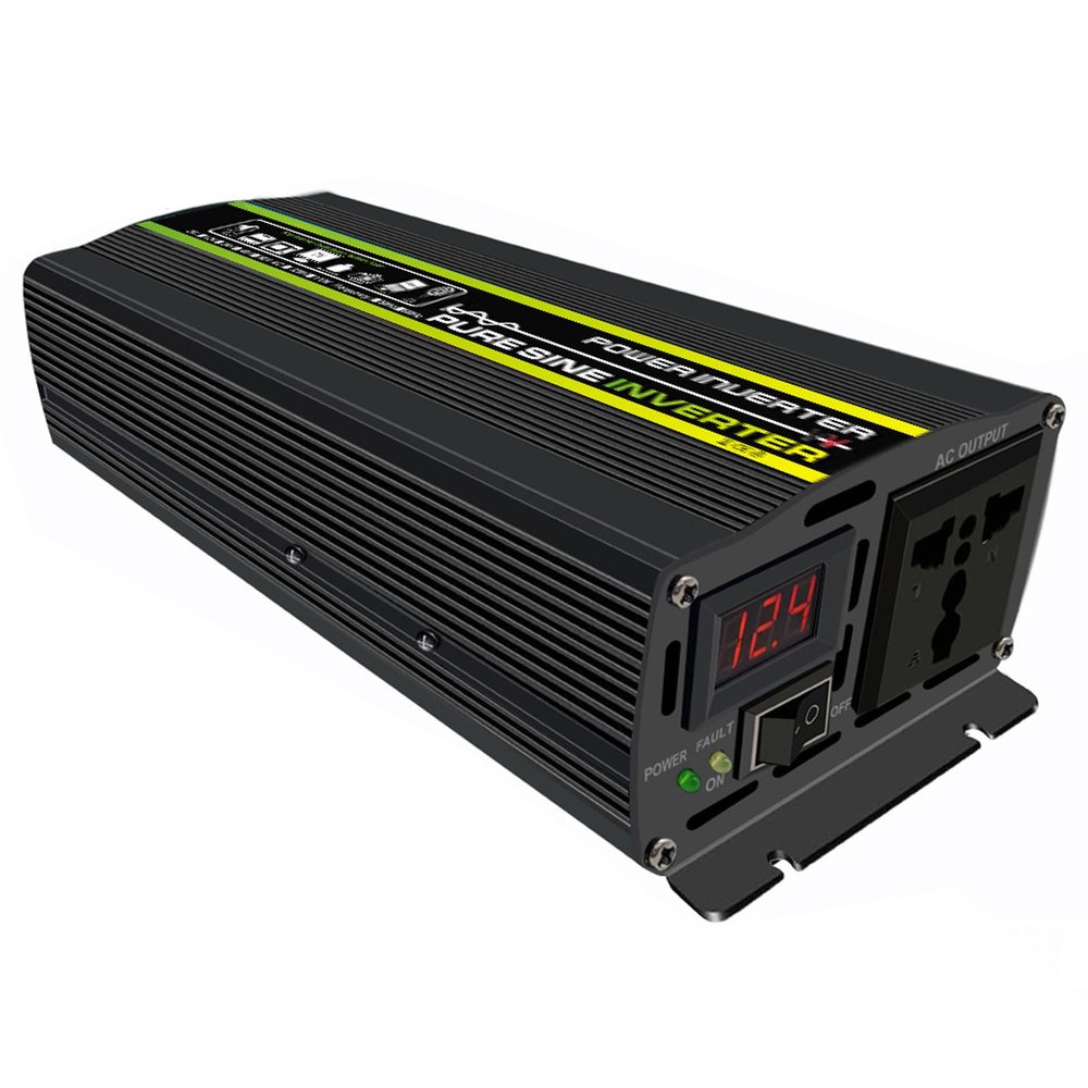 YHJLZNA Power Inverter Pure Sine Wave 1000W 12V/24V to 110V Converter Outlets Car Inverter with USB Port Peak Power 2000W Car Power Inverter DC to AC(Size:12V)