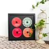 JIANGPAI Wall record rack,Music album box,CD music box,CD case solid wood frame.Black Frame 13" x 13" Music Frame Display Case with for 4 5.5"x5.5" album cover sleeves or 12"x12" vinyl record view 3
