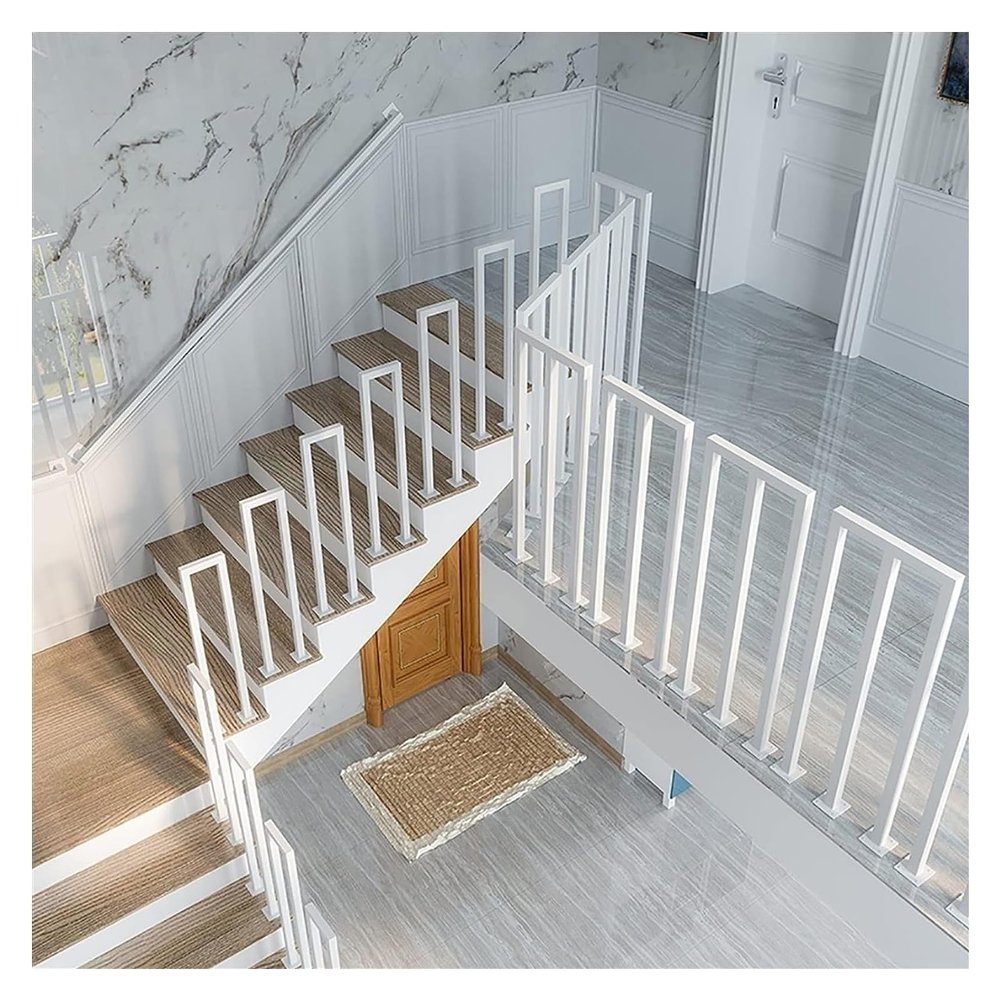Stair Railing Stairs Handrails Railing Bracket White Vertical Stair Guardrail M Style Wrought Iron Balcony Fence Japanese Style Swimming Pool Handrail (Size : 100CM)