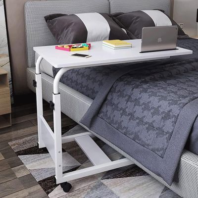 Mobile Overbed Table, Laptop Table with Wheels, Medical Chair/Bed Table, Sofa Side Table for Living Room Portable Desk Tray Table, Height Adjustable, Use for Home Meals Work and Activities (Color :