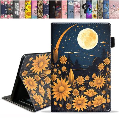 stmedazm Case for All-New Amazon Fire HD 10 & 10 Plus Tablet 10.1" (13th/11th Generation, 2023/2021 Release), Slim Stand Folio Cover with Card Slot & Auto Wake/Sleep, Daisy Garden Under The Moon