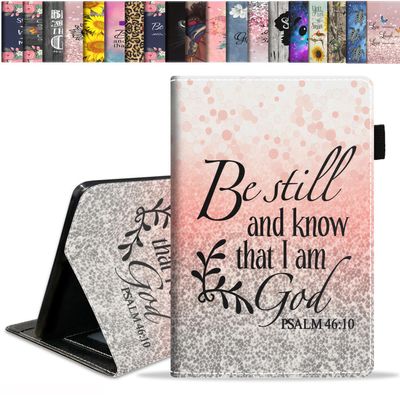 stmedazm Case for All-New Amazon Fire HD 10 & 10 Plus Tablet 10.1" (13th/11th Generation, 2023/2021 Release), Slim Stand Folio Cover with Card Slot & Auto Wake/Sleep - Bible Verse Psalm 46:10