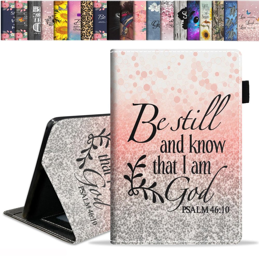 stmedazm Case for All-New Amazon Fire HD 10 & 10 Plus Tablet 10.1" (13th/11th Generation, 2023/2021 Release), Slim Stand Folio Cover with Card Slot & Auto Wake/Sleep - Bible Verse Psalm 46:10