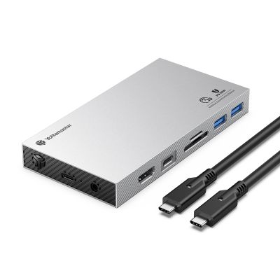 Yottamaster Aluminum USB C Hub with M.2 NVMe SSD Enclosure, 10-in-1 USB C Docking Station 10Gbps for NVMe PCI-E M.2 SSD, Support 100W Charging, 4K HDMI, RJ45, 4 USB Ports, Audio, SD/TF Card Reader