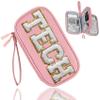 COSHAYSOO Personalized Electronics Travel Organizer Cable Management Case Phone Charger Charging Cords Tech Accessories Pouch, Unique Trip Gifts for Women Traveler College Teen Girls Vacation Pink view 1