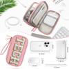 COSHAYSOO Personalized Electronics Travel Organizer Cable Management Case Phone Charger Charging Cords Tech Accessories Pouch, Unique Trip Gifts for Women Traveler College Teen Girls Vacation Pink view 4