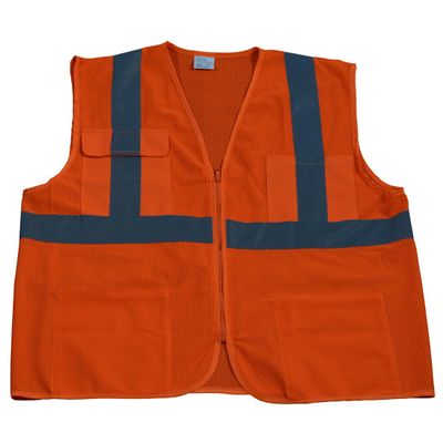 212 Main OVM24-L-XL Safety Vest Ansi Class 2 All Mesh 4-Pocket Orange - X-Large