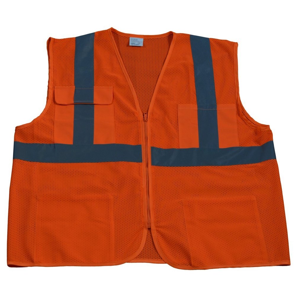 212 Main OVM24-L-XL Safety Vest Ansi Class 2 All Mesh 4-Pocket Orange - X-Large