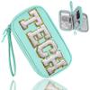 COSHAYSOO Electronics Organizer Bag Travel with Chenille Letter Patch Traveling Must Have Accessories Cute Personalized Gift for Women Cable Cord Charger Storage Pouch (Teal Blue) view 1