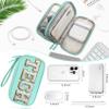 COSHAYSOO Electronics Organizer Bag Travel with Chenille Letter Patch Traveling Must Have Accessories Cute Personalized Gift for Women Cable Cord Charger Storage Pouch (Teal Blue) view 4