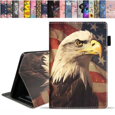 stmedazm Case for Amazon Kindle Fire HD 8/Fire HD 8 Plus Tablet (12th/10th Generation, 2024/2022/2020 Release), Slim Stand Folio Cover with Card Slot & Auto Wake/Sleep - American Flag Bald Eagle