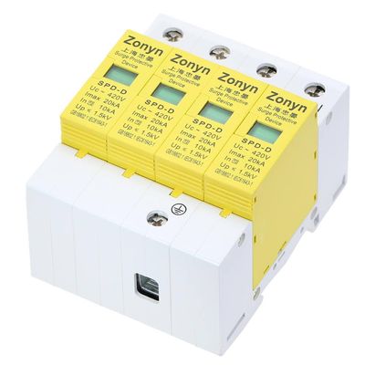 4P SPD 420V 10KA~20KA House Surge Protector Protective Low-Voltage Arrester Device 3P+N