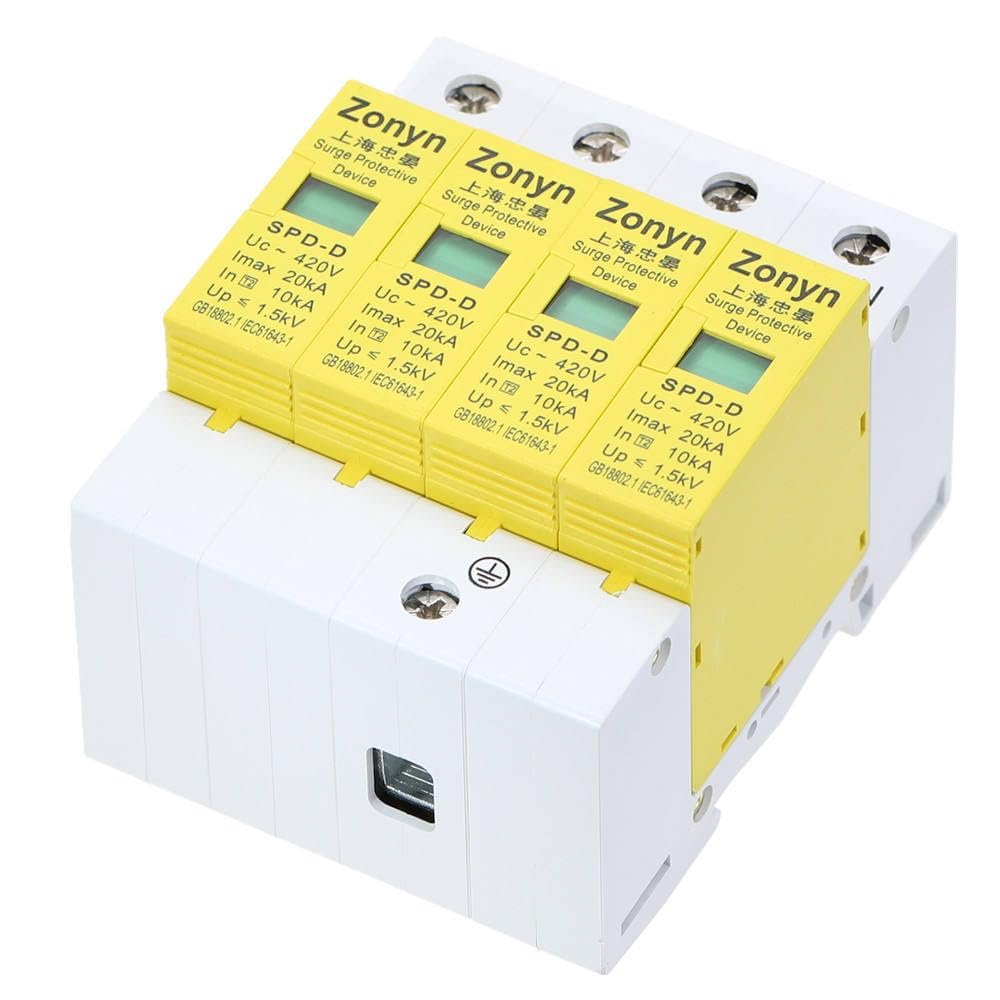 4P SPD 420V 10KA~20KA House Surge Protector Protective Low-Voltage Arrester Device 3P+N