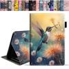 stmedazm Case for Amazon Kindle Fire HD 10 Tablet 10.1" (9th/7th Generation, 2019/2017 Release), Slim Folding Stand Folio Cover with Card Slot & Auto Wake/Sleep - Hummingbird Dandelion view 1