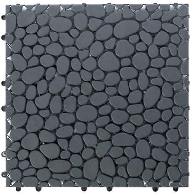 212 Main 0.75 x 12 x 12 inch Interlocking Cobbled Stone Look Garden Pathway Tiles Decorative Floor Grass Pavers Anti- Slip Mat, Gray - Pack of 5