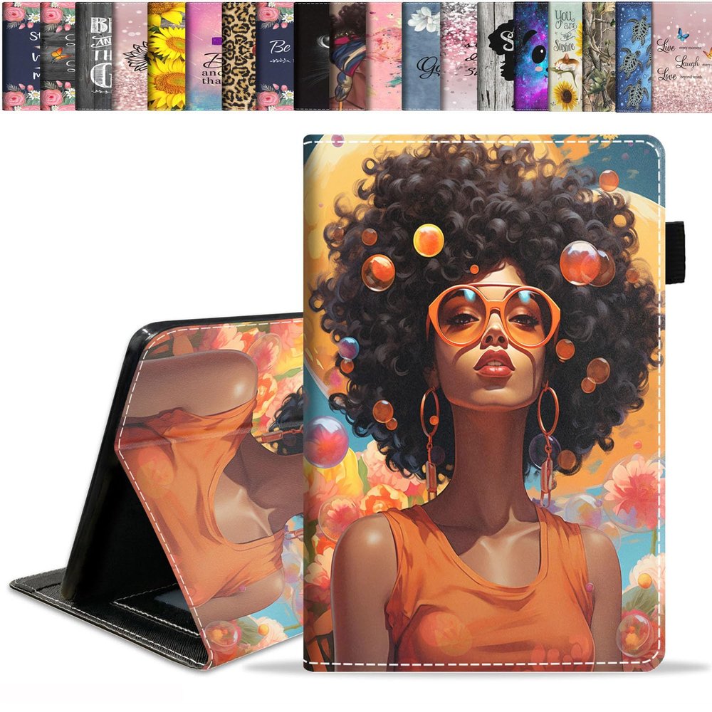 stmedazm Case for Amazon Kindle Fire HD 8/HD 8 Plus Tablet (12th/10th Generation, 2024/2022/2020 Release), Slim Stand Folio Cover with Card Slot & Auto Wake/Sleep - Fashion African American Women