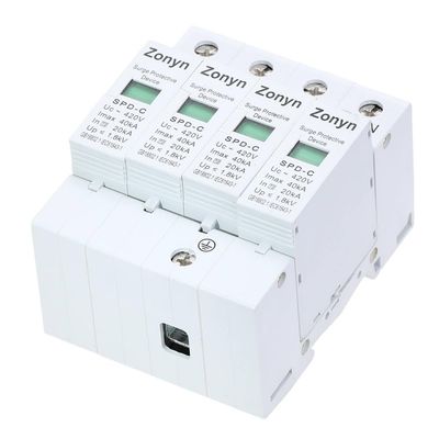 4P SPD 420V 20KA~40KA House Surge Protector Protective Low-Voltage Arrester Device 3P+N