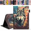 stmedazm Case for All-New Amazon Kindle Fire 7 Tablet (7 Inch, 9th/7th Generation, 2019/2017 Release), Slim Folding Stand Folio Cover with Card Slot & Auto Wake/Sleep - American Flag Wolf view 1