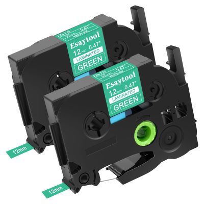 2 Pack Esaytool Replacement for P-Touch TZe-735 TZe735 TZ735 Laminated Label Tape 1/2" 12mm 0.47" White on Green Tape Compatible with ptouch PT-D210 D220 H110 H100 P710BT D220 D410 D600 Label Maker