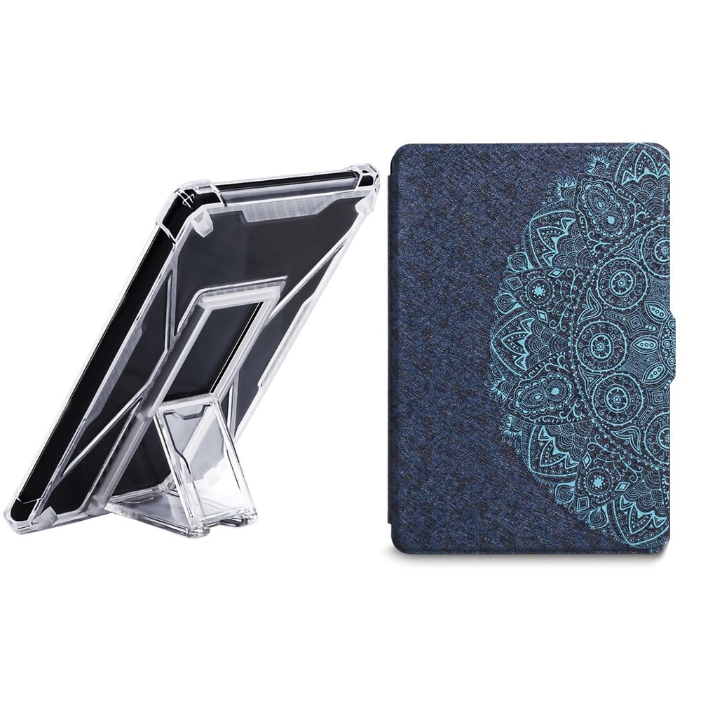 Accessories for Kindle Paperwhite 2012-2017 Bundle: 6 Inch Clear Stand Case & PU Leather Case