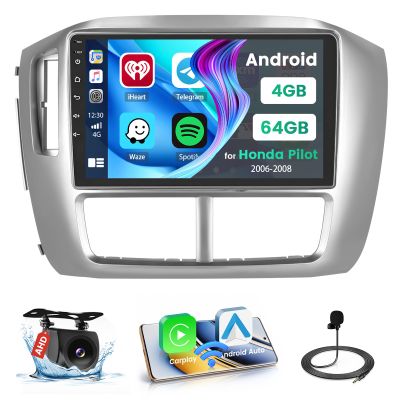 5G WiFi [8-Core 4+64G] Hikity Android 13 Car Stereo for 2006-2008 Honda Pilot Radio Wireless Carplay Android Auto, 9" Touchscreen Car Radio GPS Bluetooth Mirror Link FM/RDS/32EQ/DSP SWC Backup Cam