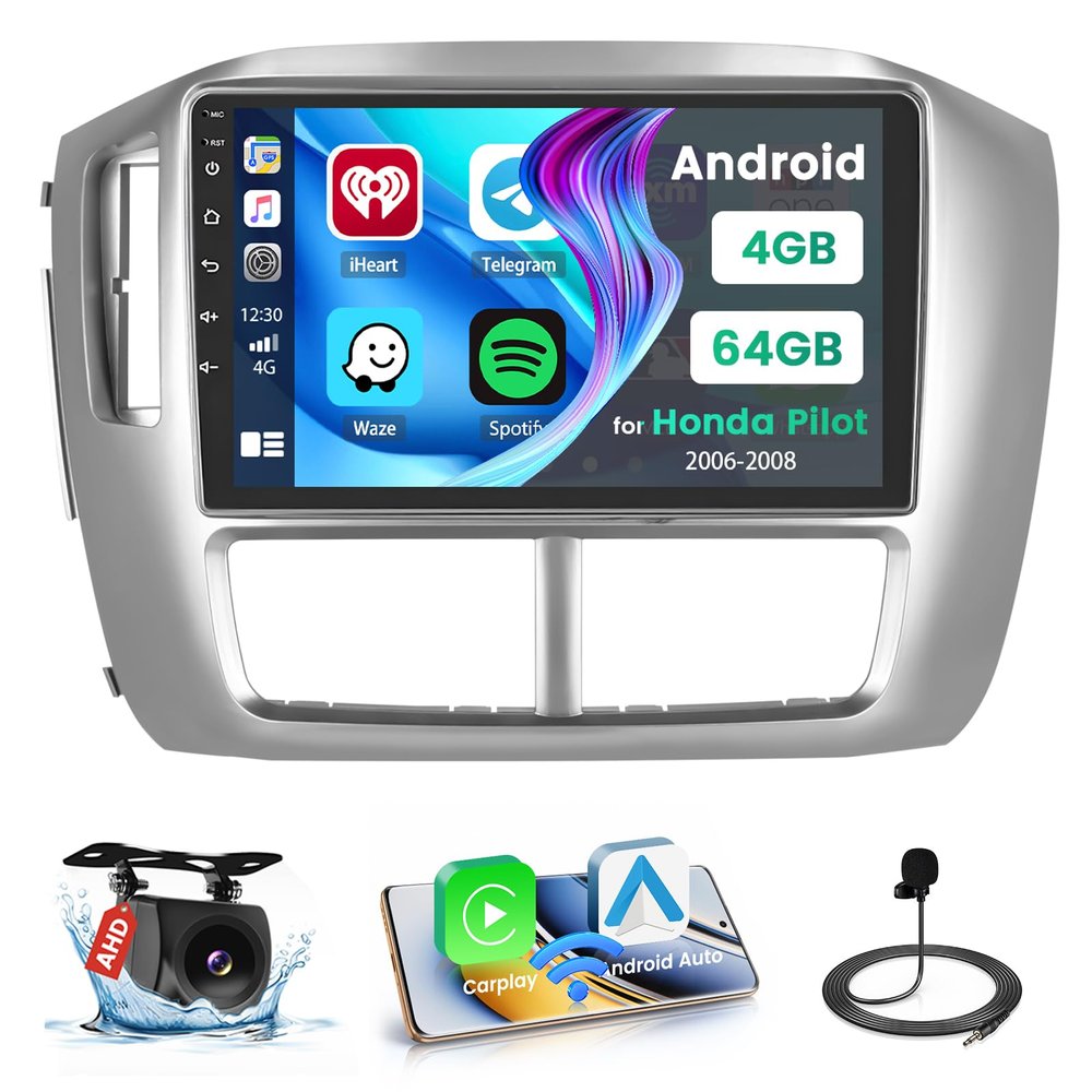 5G WiFi [8-Core 4+64G] Hikity Android 13 Car Stereo for 2006-2008 Honda Pilot Radio Wireless Carplay Android Auto, 9" Touchscreen Car Radio GPS Bluetooth Mirror Link FM/RDS/32EQ/DSP SWC Backup Cam