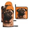 3 pcs Oven Mitts and Pot Holders Set High Heat Resistant Oven Glove and Hot Pads Washable Kitchen Oven Mittens A Pug Non-Slip Potholder for Cooking Baking Grilling view 1