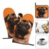 3 pcs Oven Mitts and Pot Holders Set High Heat Resistant Oven Glove and Hot Pads Washable Kitchen Oven Mittens A Pug Non-Slip Potholder for Cooking Baking Grilling view 2