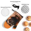 3 pcs Oven Mitts and Pot Holders Set High Heat Resistant Oven Glove and Hot Pads Washable Kitchen Oven Mittens A Pug Non-Slip Potholder for Cooking Baking Grilling view 4