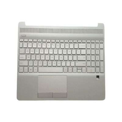 Bayjebu Parts for HP 15-DW 15S-DU TPN-C139 15.6" Palmrest Bezel with US-English Non-Backlit Keyboard with FPR Silver L52155-001