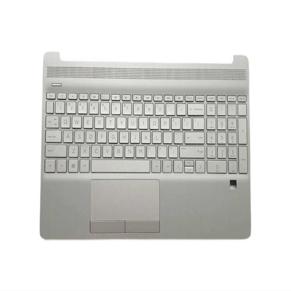 Bayjebu Parts for HP 15-DW 15S-DU TPN-C139 15.6" Palmrest Bezel with US-English Non-Backlit Keyboard with FPR Silver L52155-001
