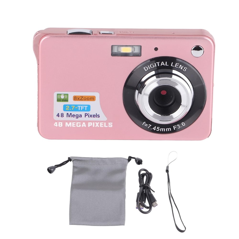 4K Digital Camera, 48MP 2.7in LCD Display Video Camera, 8X Mini Compact Camera for Teens Students Boys Girls ()