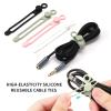 UMUST 20pcs Silicone Cable Ties,Reusable Cable Management Organizer, Wire TiesTravel Cord TiesCord Organizer for Bundling Cable Cords in Home,Office,Kitchen,School(White Black) view 2