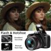 4K Digital Camera for Photography & Video, 12X Optical Zoom Camera with Flip Screen, 64MP WiFi Touch Screen Vlogging Camera with Flash, 64GB Card, 1700mAH Battery - Black view 3