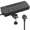 Desk Clamp Power Strip with 40W Fast Charging Station, JXGUCAT 10FT Flat Plug Desk Mount Power Strip Surge Protector, Removable Extension Cord with 2 USB-C Ports 6 Outlets, Fits 1.8" Tabletop Edge view 1