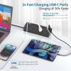 Desk Clamp Power Strip with 40W Fast Charging Station, JXGUCAT 10FT Flat Plug Desk Mount Power Strip Surge Protector, Removable Extension Cord with 2 USB-C Ports 6 Outlets, Fits 1.8" Tabletop Edge view 2