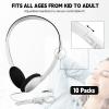 Konohan 30 Pack Headphones Bulk Headphone for School Classroom Student Wired Headphones Adjustable with 3.5 mm Jack for Adults (White) view 2