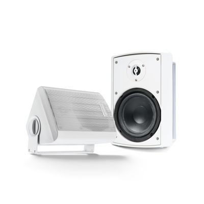 Gemini Sound GHSI-W400BT 4" Outdoor Bluetooth Speakers  Wired Powered IP44 Waterproof Wall Mount Pair, Rust-Proof Aluminum Grills, Expandable to 16 Speakers, Compact Full-Range Stereo (White)