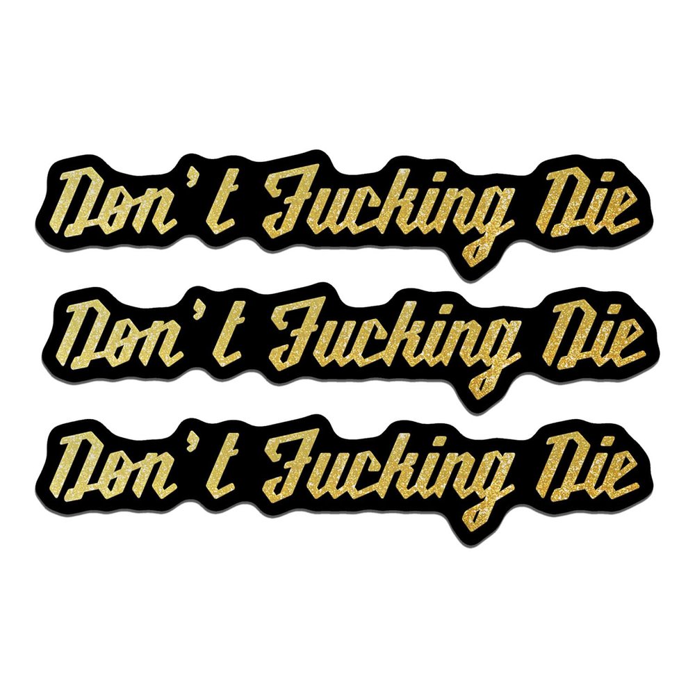 (3PCS) Don't Fucking Die Motorcycle Sticker Funny Racing Decal Motorcycle Biker Car Stickers Color Golden Black Die-Cut Waterproof Vinyl Sticker for Laptop Water Bottle Phone Case Car (3 Inches)