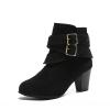 HINDOLA Women's Ankle Boots Round Toe High Heel Chunky Block Stacked Heels Booties Casual Suede Boots Buckle Strap Pump Boots view 1