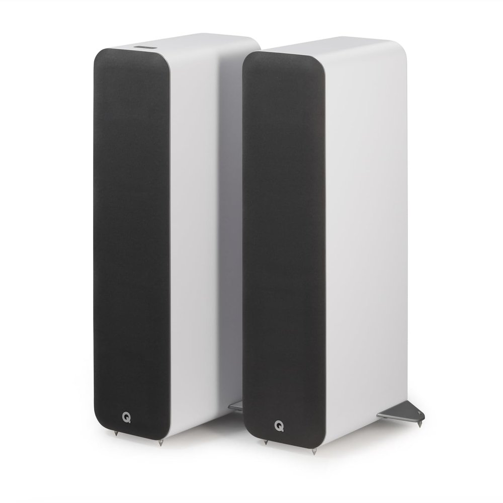 Q Acoustics M40 Bluetooth Powered Floor Standing Speakers HD Wireless Music Home Theatre Surround Sound System White  Tweeter 0.9, Mid Bass/Driver 5.0, Freq. Response 38 Hz  22 kHz