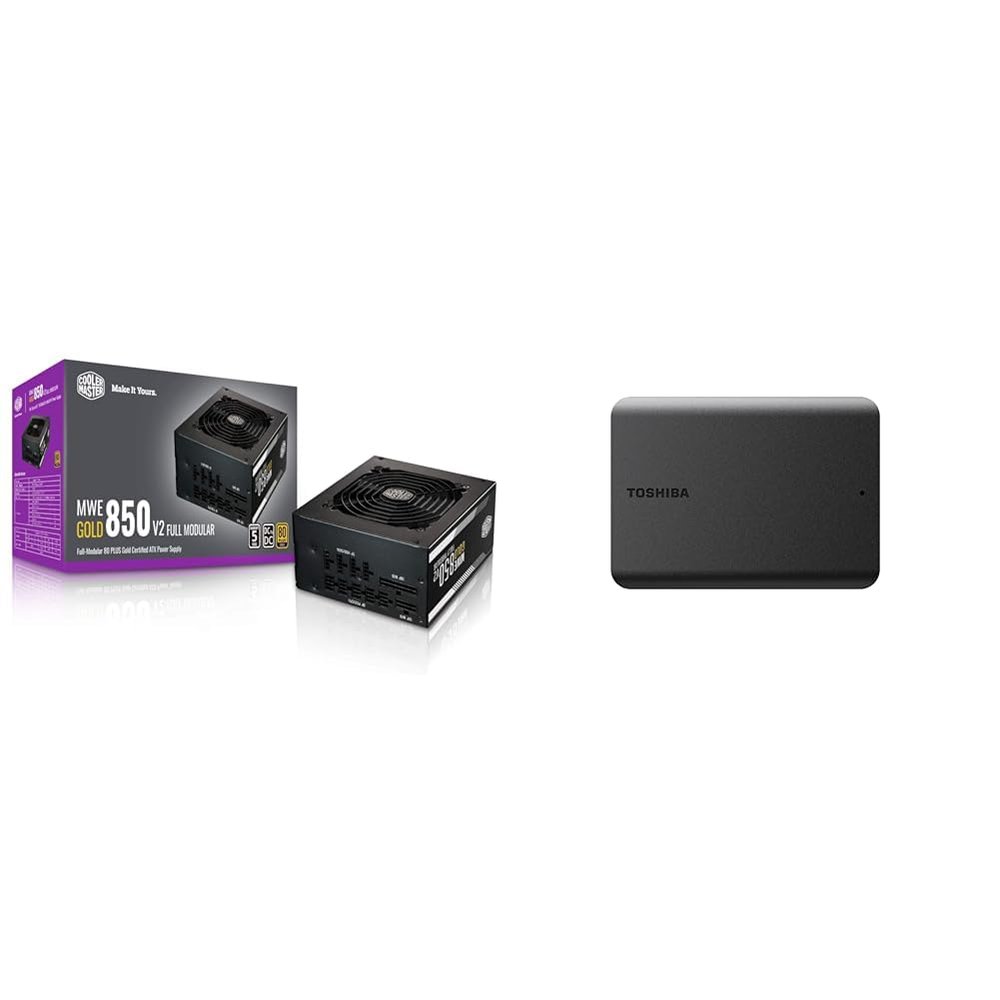 Cooler Master MWE Gold 850 V2 Full Modular, 850W, 80+ Gold Efficiency & Toshiba Canvio Basics 2TB Portable External Hard Drive USB 3.0, Black