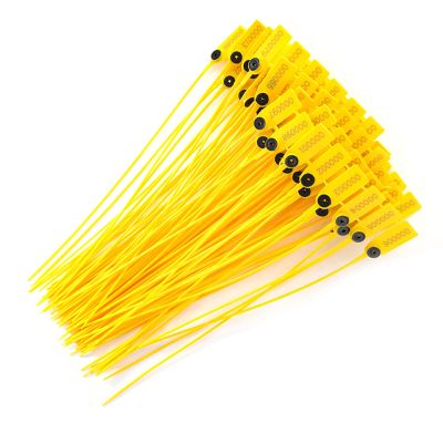 100pcs Yellow Plastic Security Seal 40cm Label Cable Ties with Number, Suitable for Logistics Transportation or Warehousing Industries
