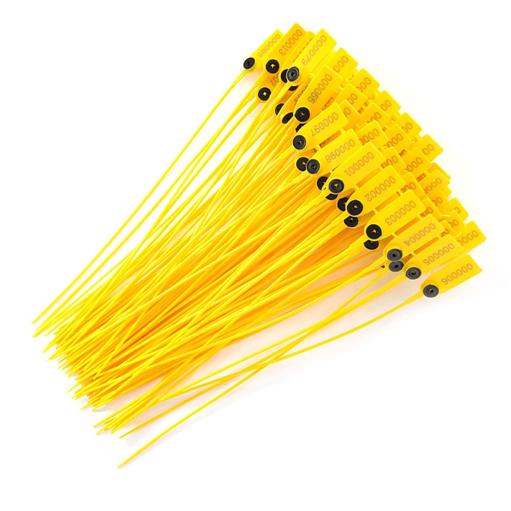 100pcs Yellow Plastic Security Seal 40cm Label Cable Ties with Number, Suitable for Logistics Transportation or Warehousing Industries