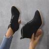 HINDOLA Women's Zipper Booties Chunky Stacked Heel Ankle Boots High Heel Suede Booties Fashion Zip-up Pointed Toe Ankle Boot Wedding Boots view 4
