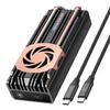 GRAUGEAR 40Gbps M.2 NVMe SSD Enclosure, USB4 NVMe SSD Enclosure with Cooling Fan and Dual-Pipe Heatsink Aluminum, Thunderbolt 4/3, ASM2464PD Chip view 1