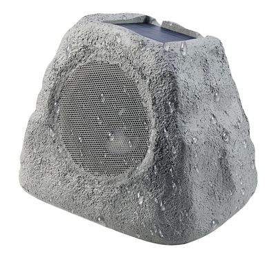 Gemini Portable Solar-Powered Bluetooth Rock Speaker w/Multi-Link, Weather-Resistant Design for Outdoor Entertainment, Wireless Connectivity, and Ambient LED Lighting (GHRK-500LTMS)