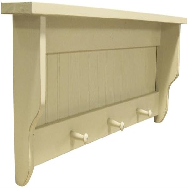 212 Main 3 ft. Pine Shelf with Pegs, Gold